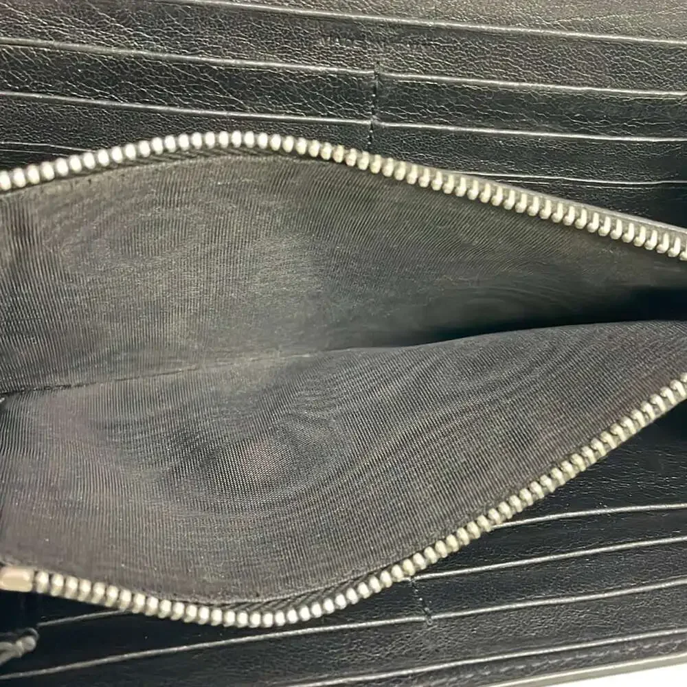 Saint Laurent PARIS Long Wallet 372404 Black Silver Leather Hardware